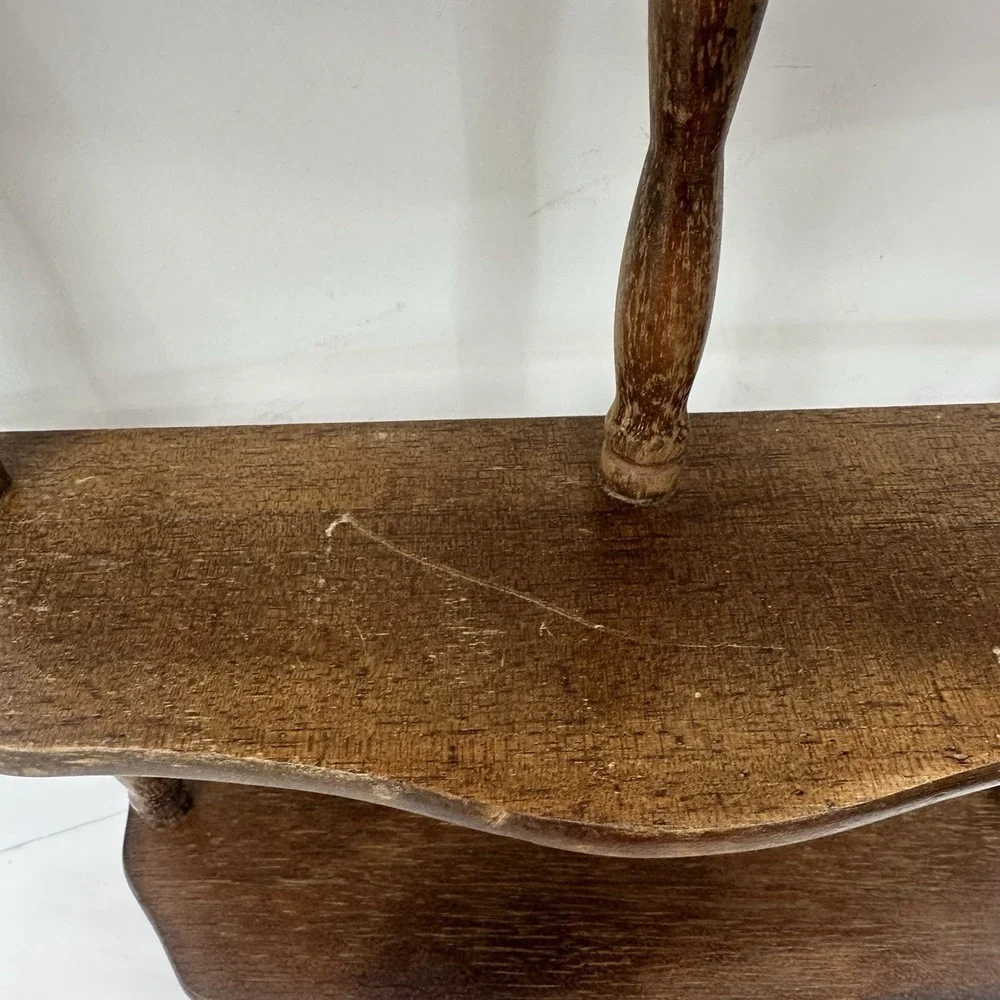 Vintage MCM French Country Spindle Shelf 3 Tier Wall Mount Wood 20